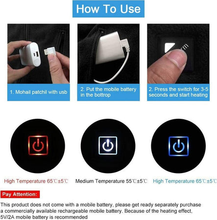 Gilet Riscaldabile Bambini Con Power Bank - 10000mAh, 3 Zone Calore, 3 Livelli Temperatura - Per Sci E Outdoor - Foto 6