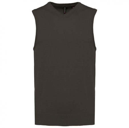 Gilet Scollo a V Antracite Maglione Smanicato Misto Cotone