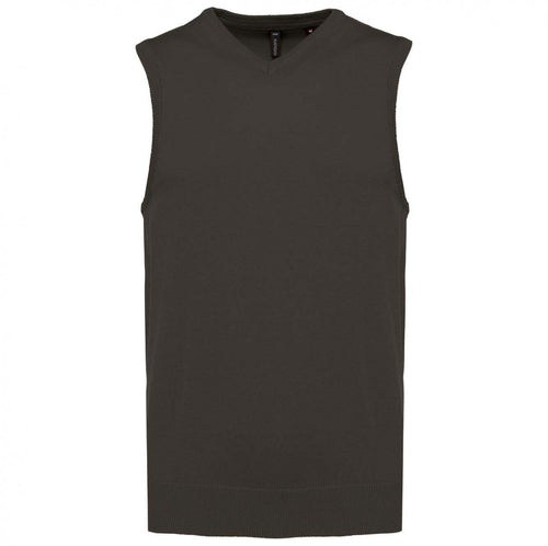 Gilet Scollo a V Antracite Maglione Smanicato Misto Cotone