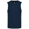 Gilet Scollo a V Blu Maglione Smanicato Misto Cotone