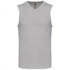 Gilet Scollo a V Grigio Melange Maglione Smanicato Misto Cotone