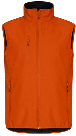 Gilet Softshell Arancio Clique Basic Smanicato Antivento Zip Intera