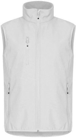 Gilet Softshell Bianco Clique Basic Smanicato Antivento Zip Intera