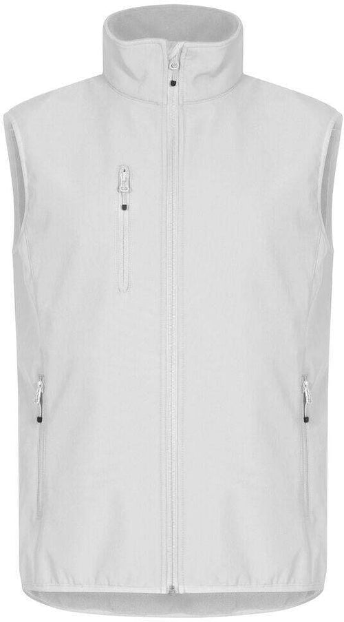 Gilet Softshell Bianco Clique Basic Smanicato Antivento Zip Intera