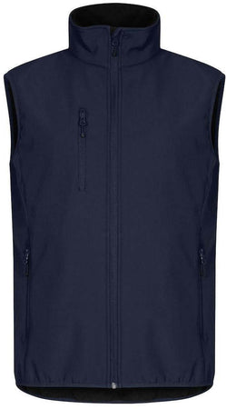 Gilet Softshell Blu Clique Basic Smanicato Antivento Zip Intera