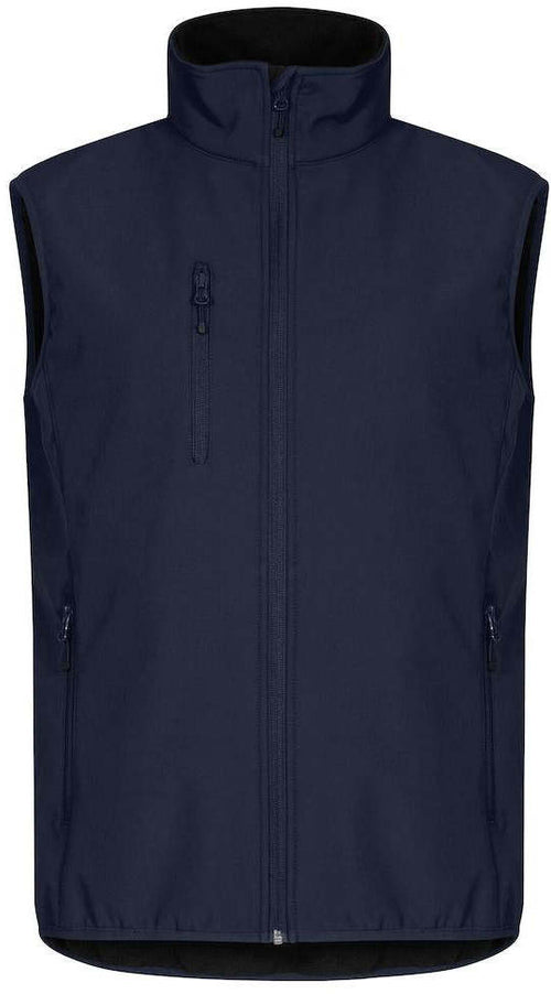 Gilet Softshell Blu Clique Basic Smanicato Antivento Zip Intera