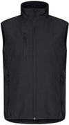 Gilet Softshell Nero Clique Basic Smanicato Antivento Zip Intera