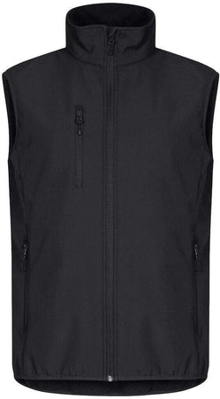 Gilet Softshell Nero Clique Basic Smanicato Antivento Zip Intera