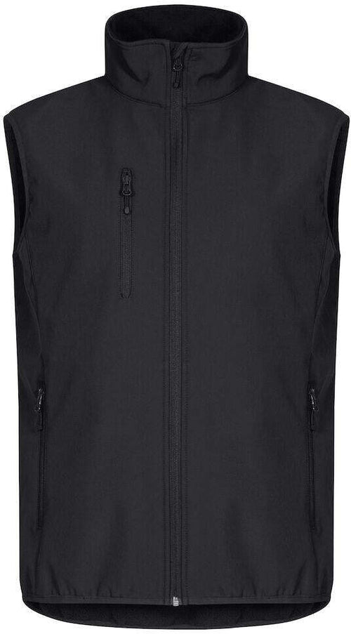 Gilet Softshell Nero Clique Basic Smanicato Antivento Zip Intera