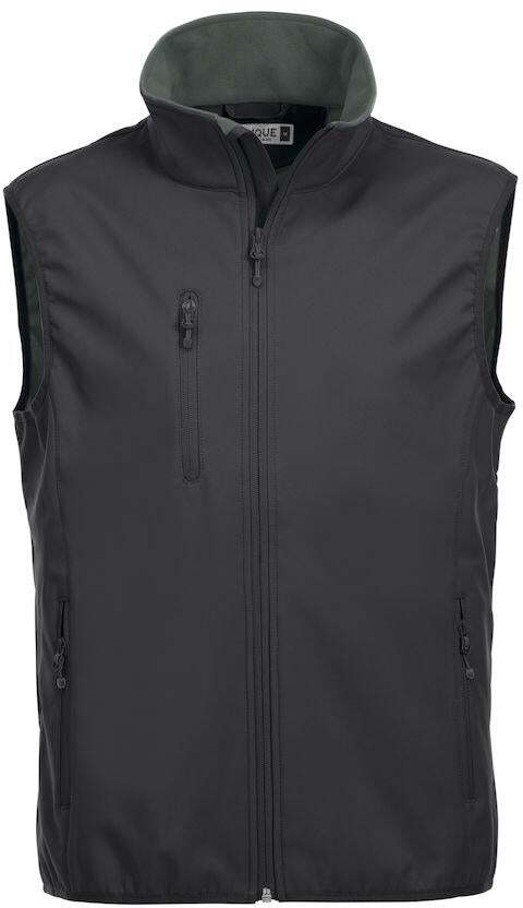 Gilet Softshell Nero Clique Basic Smanicato Antivento Zip Intera