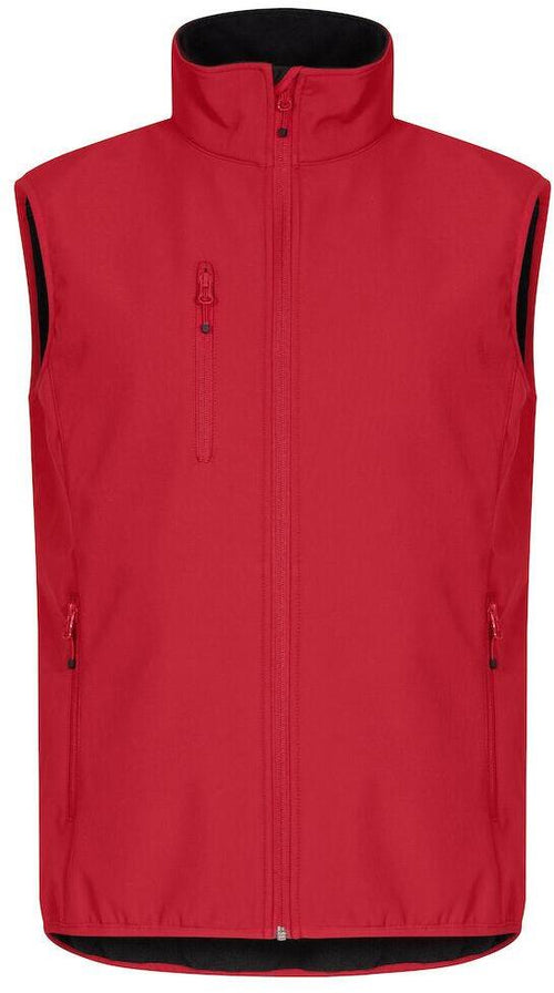 Gilet Softshell Rosso Clique Basic Smanicato Antivento Zip Intera