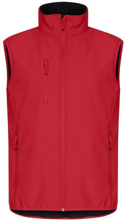 Gilet Softshell Rosso Clique Basic Smanicato Antivento Zip Intera