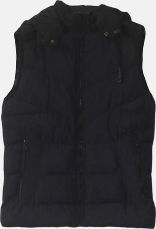 Gilet Uomo Piumino Smanicato Con Cappuccio Blu Imbottito Da Uomo