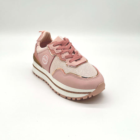 Gilly Sneakers Donna Con Zeppa E Lacci Rosa Scarpe Da Ginnastica Plateau Ecopelle