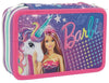 Giochi preziosi Barbie Astuccio per La Scuola 3 Zip Astuccio Bambine Fantasia Barbie E Unicorno Con 18 Matite, 18 Pennarelli, 1 Temperino, 1 Gomma E Molto Altro