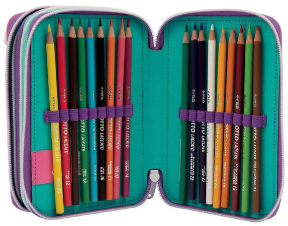 Giochi preziosi Barbie Astuccio per La Scuola 3 Zip Astuccio Bambine Fantasia Barbie E Unicorno Con 18 Matite, 18 Pennarelli, 1 Temperino, 1 Gomma E Molto Altro