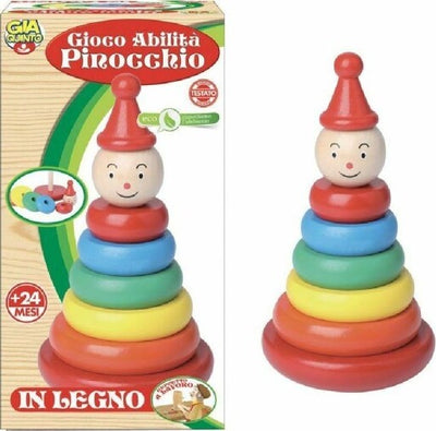Gioco-Abilità-Pinocchio-In-Legno-Giocattolo-Gioco-Incastro-Piramide-Per-Bambini