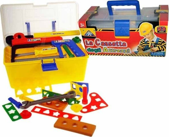 Gioco-Cassetta-Degli-Attrezzi-Da-Lavoro-Da-23-Pezzi-Giocattolo-In-Plastica-36+