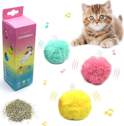 Gioco per Gatti 3 Palline di Peluche Morbide e Interattive con 3 Suoni Realistici per Animali Domestici Stimolano l'istinto