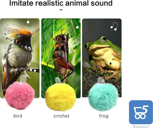 Gioco per Gatti 3 Palline di Peluche Morbide e Interattive con 3 Suoni Realistici per Animali Domestici Stimolano l'istinto