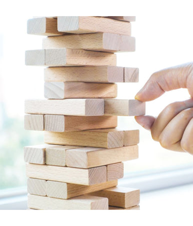 Gioco Societa' Da Tavolo Jenga Torre Legno 28x8cm 57 Mattoncini Giochi Abilita'