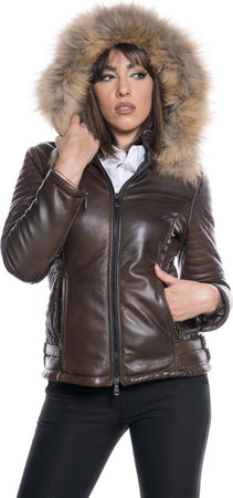 Giorgia---Piumino-Donna-Testa-di-Moro-in-vera-pelle