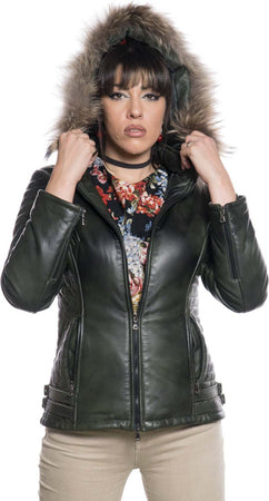 Giorgia---Piumino-Donna-Verde-in-vera-pelle
