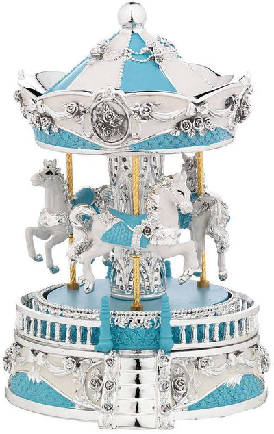 Giostra Bimbo Bagutta 4182-02 in Resina Argentata Carillon per Neonati