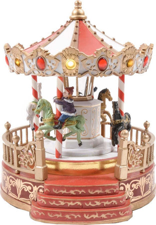 Giostra Carosello con Cavallucci per villaggio di Natale con meccanismo a corda Casa e cucina/Decorazioni per interni/Addobbi e decorazioni per ricorrenze/Decorazioni natalizie/Oggettistica MagiediNatale.it - Altamura, Commerciovirtuoso.it