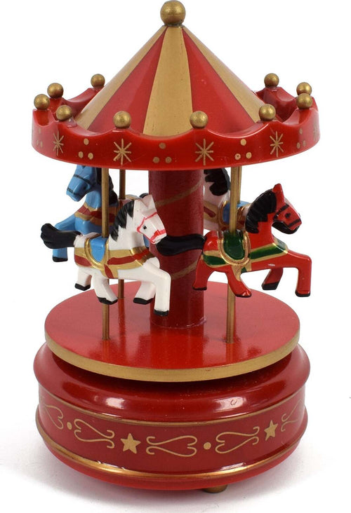 Giostra Carosello con Cavallucci per villaggio di Natale con meccanismo a corda Casa e cucina/Decorazioni per interni/Addobbi e decorazioni per ricorrenze/Decorazioni natalizie/Oggettistica MagiediNatale.it - Altamura, Commerciovirtuoso.it