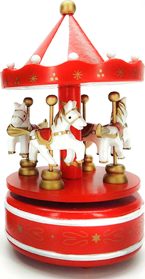 Giostra Carosello con Cavallucci per villaggio di Natale con meccanismo a corda Casa e cucina/Decorazioni per interni/Addobbi e decorazioni per ricorrenze/Decorazioni natalizie/Oggettistica MagiediNatale.it - Altamura, Commerciovirtuoso.it