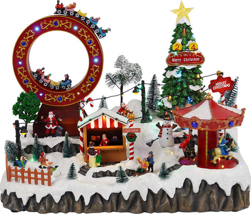 Giostra Luna Park per villaggio di Natale con carosello e personaggi h 35,5 cm Casa e cucina/Decorazioni per interni/Addobbi e decorazioni per ricorrenze/Decorazioni natalizie/Oggettistica MagiediNatale.it - Altamura, Commerciovirtuoso.it