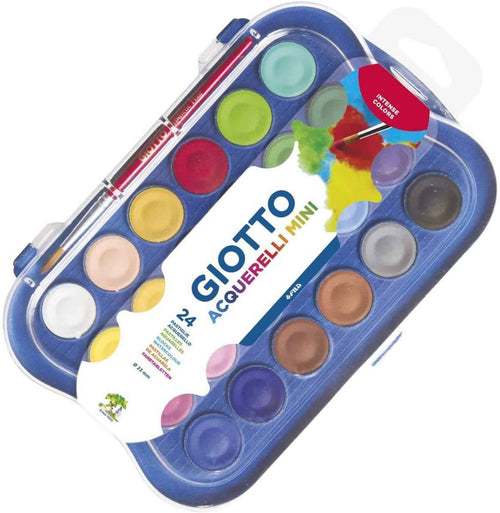 Giotto Acquarelli Colori ad Acquerello ø 23 mm Per Bambini Pastiglie di Acquarello Colorate Pennello incluso Set Acquarelli GIOTTO