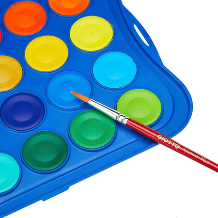 Giotto Acquarelli Colori ad Acquerello ø 23 mm Per Bambini Pastiglie di Acquarello Colorate Pennello incluso Set Acquarelli GIOTTO