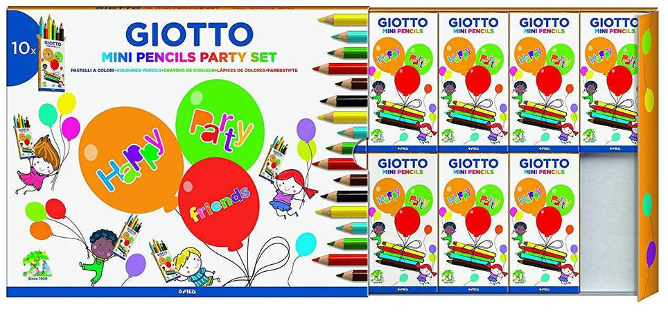 Giotto Mini Pencils Party Gifts 10 Astucci Regalo Da 6 Mini Matite Colorate Per Bambini