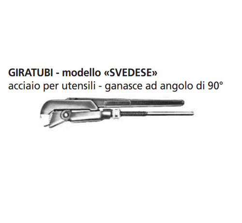 ORECA-GIRATUBI MODELLO SVEDESE GANASCE AD ANGOLO DI 90° PER TUBI FINO AD 1