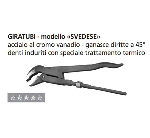 ORECA-GIRATUBI MODELLO SVEDESE GANASCE DIRITTE A 45° PER TUBI FINO AD 1.1/2
