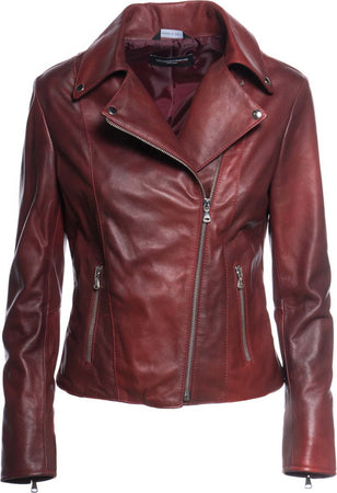 Giselle---Chiodo-Donna-Bordeaux-in-vera-pelle