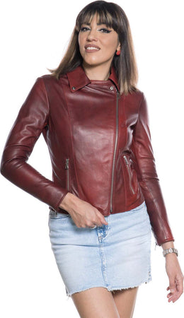 Giselle---Chiodo-Donna-Bordeaux-in-vera-pelle