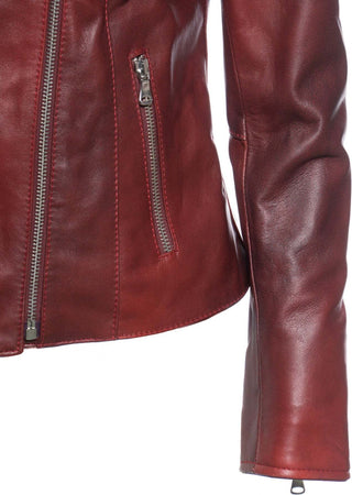 Giselle---Chiodo-Donna-Bordeaux-in-vera-pelle