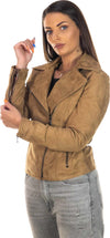 Giselle---Chiodo-Donna-Miele-in-vera-pelle-camoscio
