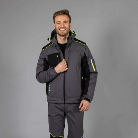 Giubbotto Da Lavoro Uomo Giacca Grigia Softshell 3 Strati Invernale Maniche Rimovibili Impermeabile Giubbotto Imbottito Losanna James Ross Collection Jrc Cappuccio Antipioggia Termico