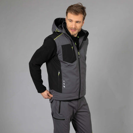 Giubbotto Da Lavoro Uomo Giacca Grigia Softshell 3 Strati Invernale Maniche Rimovibili Impermeabile Giubbotto Imbottito Losanna James Ross Collection Jrc Cappuccio Antipioggia Termico