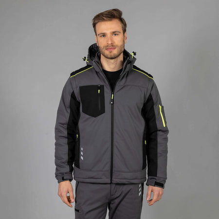 Giubbotto Da Lavoro Uomo Giacca Grigia Softshell 3 Strati Invernale Maniche Rimovibili Impermeabile Giubbotto Imbottito Losanna James Ross Collection Jrc Cappuccio Antipioggia Termico