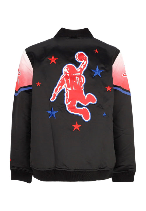 NEW ERA Giubbotto Bomber Uomo Nba Ce Snap Satin Jacket Houroc Black/original Team Colors da uomo