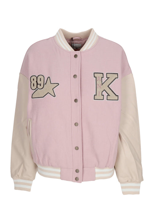 KARL KANI Giubbotto College Donna W Retro Patch Star Logo Os College Jacket Rose/light Sand da uomo