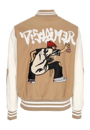 DISCLAIMER Giubbotto College Uomo Bomber Jacket Camel da uomo