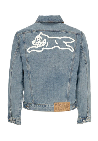 ICE CREAM Giubbotto Jeans Uomo Check Lined Denim Trucker Jacket Vintage Wash Blue da uomo