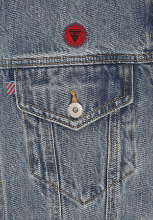 ICE CREAM Giubbotto Jeans Uomo Check Lined Denim Trucker Jacket Vintage Wash Blue da uomo