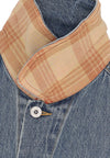 ICE CREAM Giubbotto Jeans Uomo Check Lined Denim Trucker Jacket Vintage Wash Blue da uomo